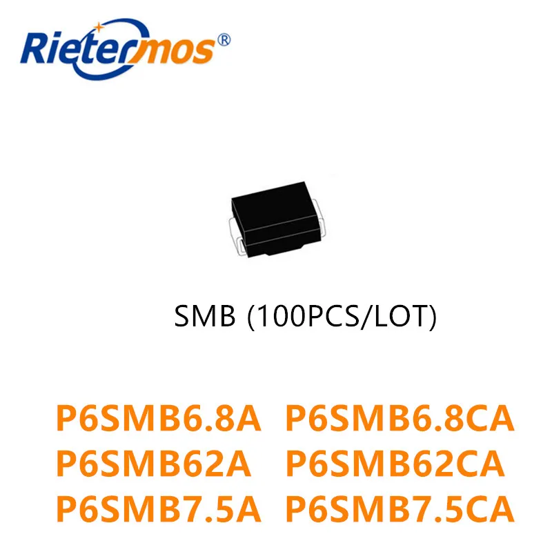 100 шт. SMB P6SMB6.8A P6SMB6.8CA P6SMB62A P6SMB62CA P6SMB7.5A P6SMB7.5CA DO 214AA высокого качества|smb| |