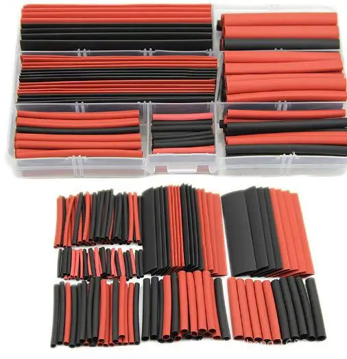 

150pcs heat shrink tube Shrink wrapping Insulation Sleeving Polyolefin 2:1 Shrinking Assorted Wire Cable kit Red/Black with box