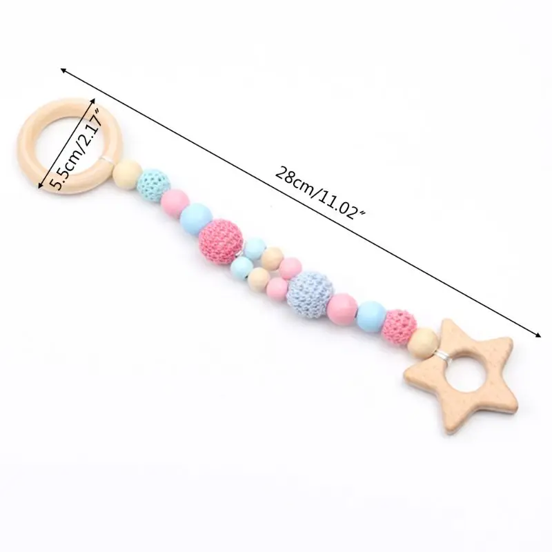 

3Pcs/Set Baby Gym Frame Rack Pendants Yarn Beads Wooden Animal Hanging Teether C6UF