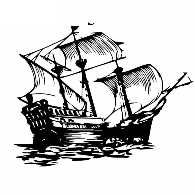 

Car Stickers Large Boats In A Violent Storm, Beautiful Art PVC Car Decoration Accessories Decals Creative Black/white,18cm*15cm