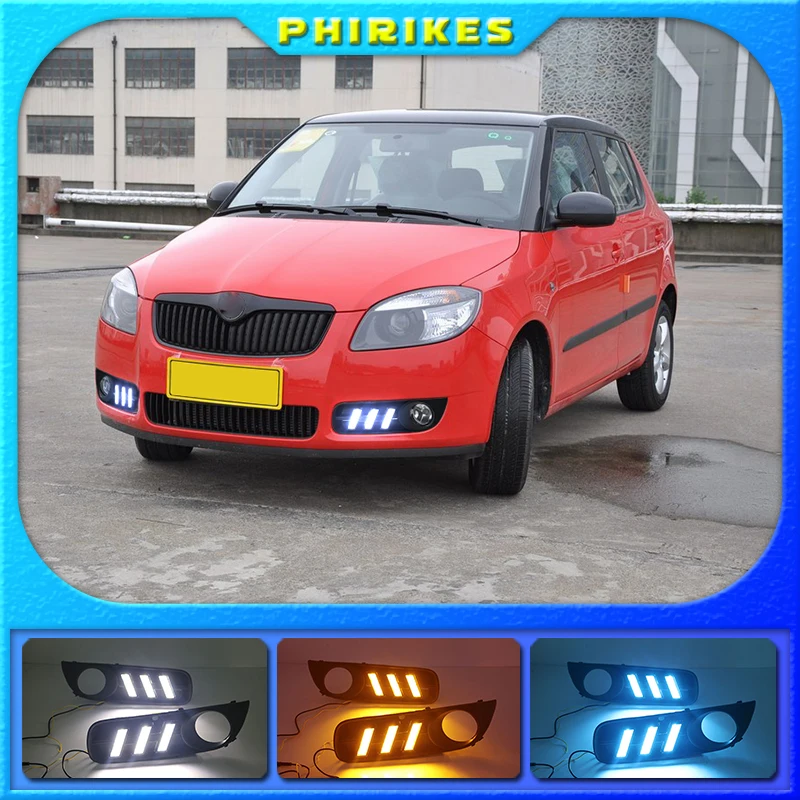 

Светодиодный дневной светильник с крышкой противотуманных фар для Skoda Superb 2008-2011, супер Яркость Водонепроницаемый ABS дневные ходовые огни 12V