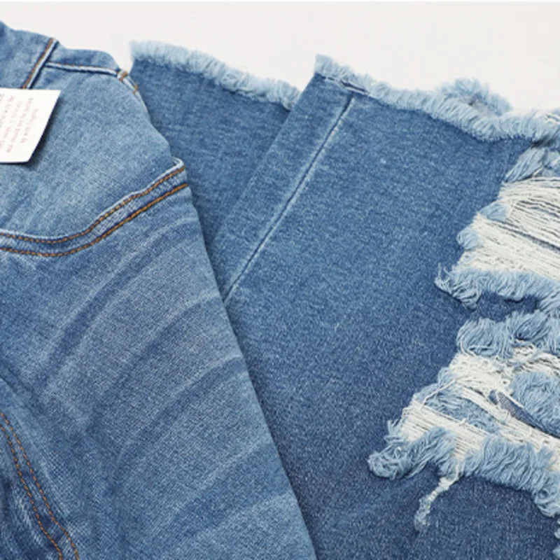 

Denimcolab 2021 Loose Hole Jeans Pants Women Casual Wide Leg Pants Elastic Ripped Jeans Fashion Office Lady Jeans Trousers