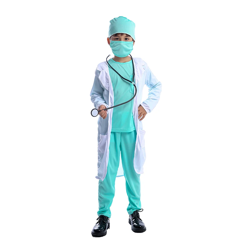 

Hospital Doctor Cosplay Costume Kids Surgeon Dr Uniform Boys Children Career Halloween Dress Up