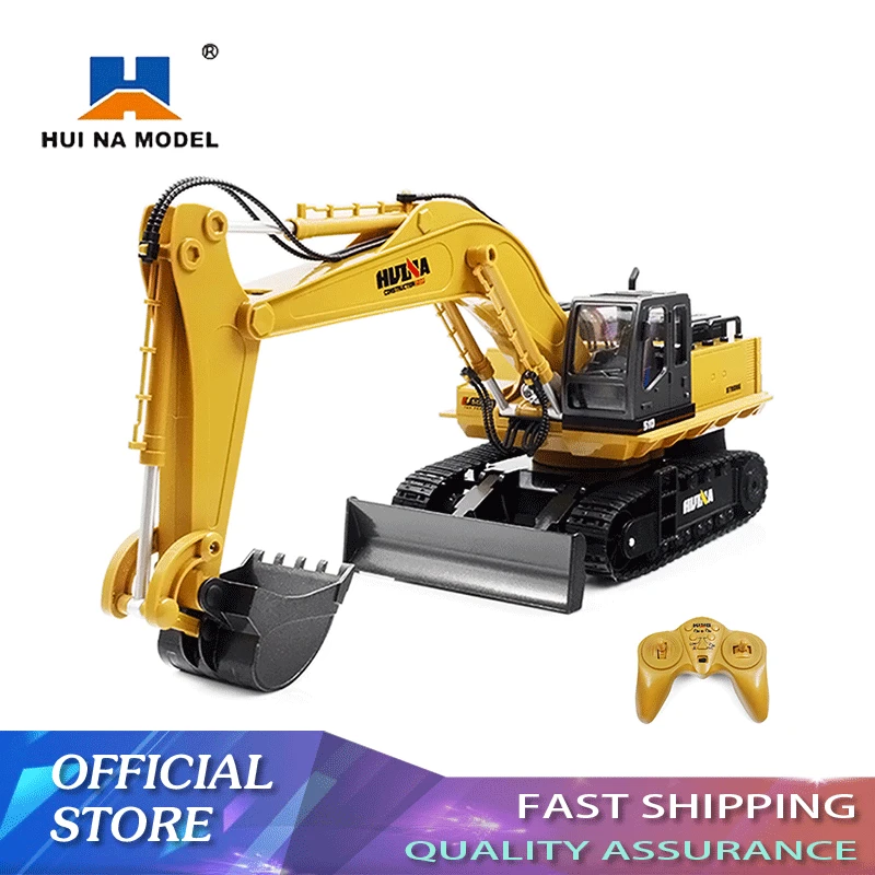 HUINA 1510 ​1/16 RC Excavator 2.4G Radio Controlled Truck Caterpillar Tractor Model Engineering Cars 11 Channel Toys For Boy