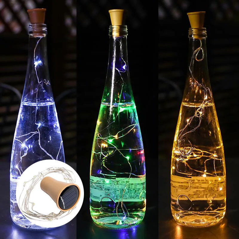 

2M Solar Light Fairy Lights Wine Bottle Copper Wire Wedding Decoration Christmas Decorations for Home Christmas Lights New Year