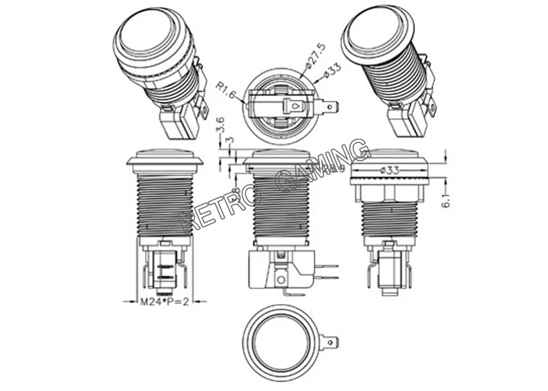 100 шт. 28 мм монтажное отверстие черная крышка светодиодный вокруг кнопочный