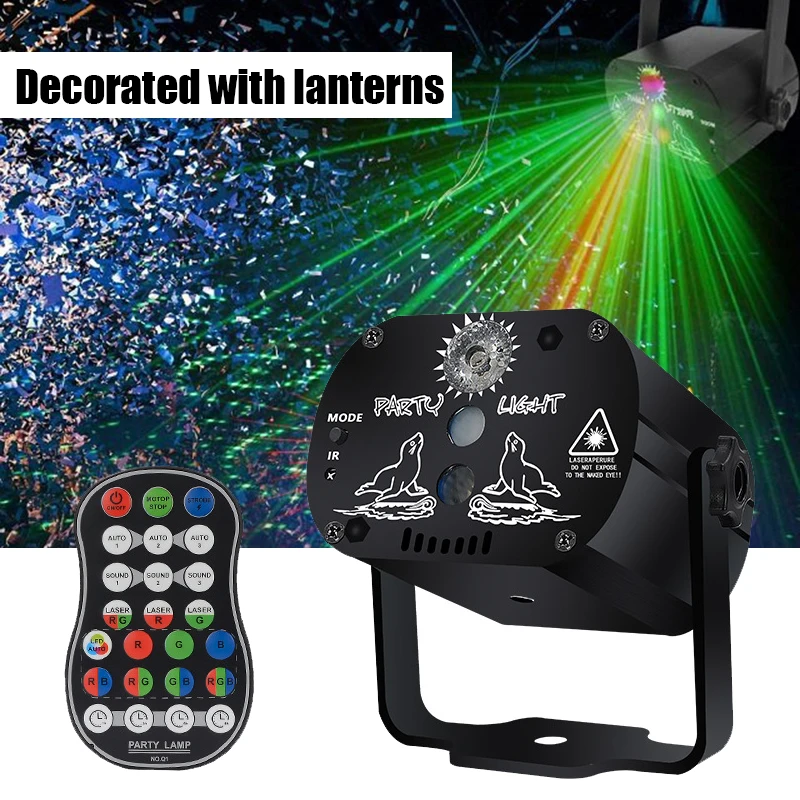 

2021 Portable Laser Show Laser Box Remote RGB Scan Projector LED Strobe Party Stage Lighting Lamp Light With Remote Party Home