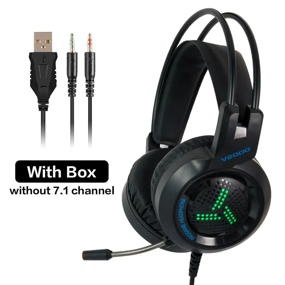 3.5mm plug with box Cosbary Gaming Headset Stereo Deep Bass Game Headphone with Mic for Computer Profession Gamer 7.1 USB Channel Surround Sound RGB - Цвет: 3.5mm plug with box
