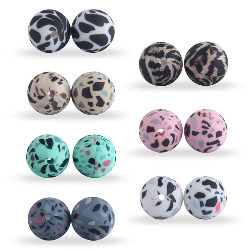10 шт./компл. 15 мм Силиконовые шарики с леопардовым принтом детские игрушки для