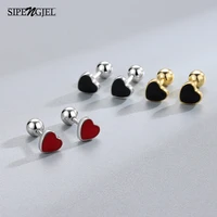 sipengjel fashion colorful enamel heart earrings stainless steel screw studs earrings for women piercing jewelry