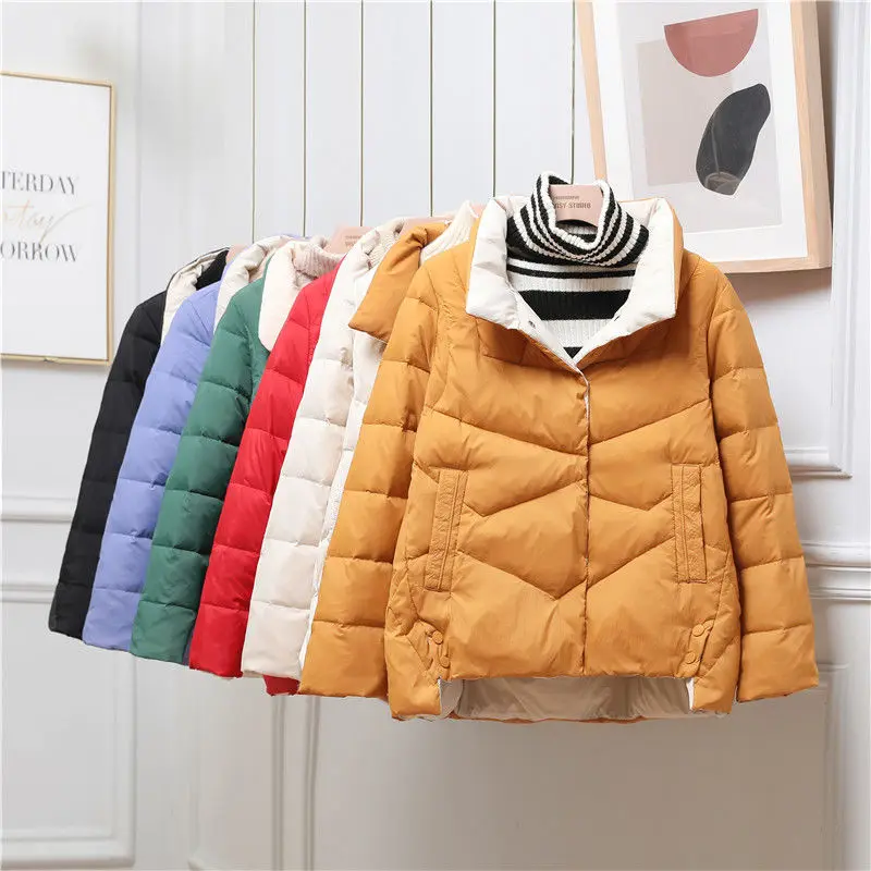 

2021 Spring Women New Winter Down Jacket Female Solid Coat Parka Ladies Thick White Duck Down Jacket Basic Coats Outwear Q115