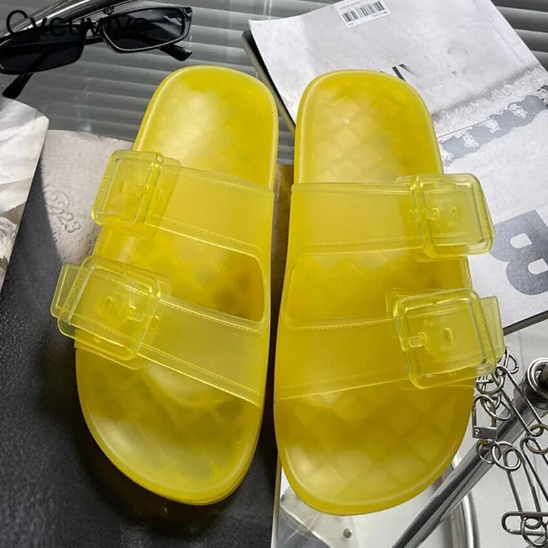 Женские сандалии-желе из ПВХ прозрачные сандалии на толстой подошве с пряжкой