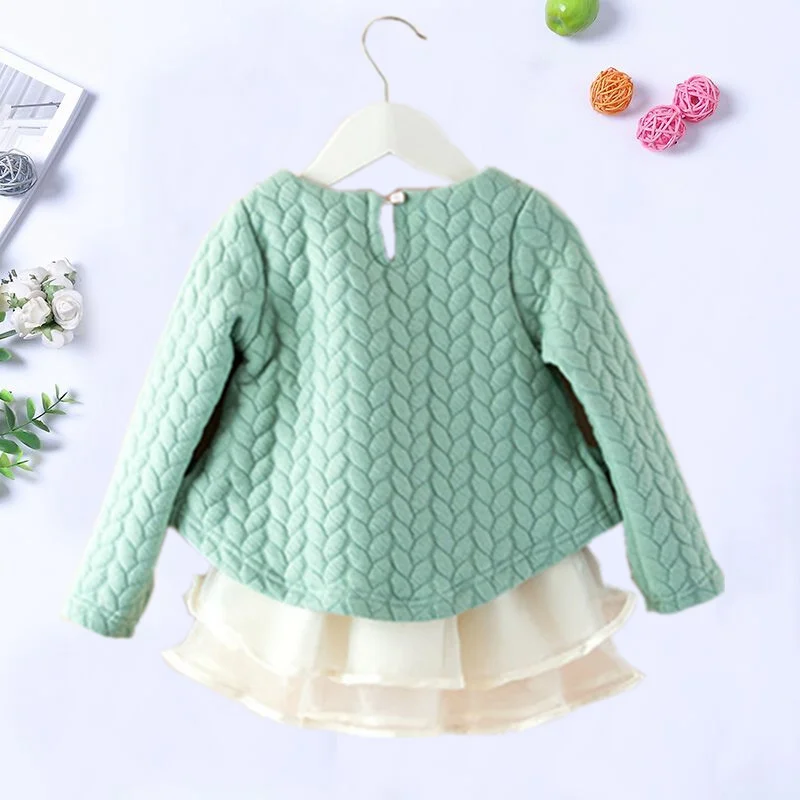 Детское вечерние нее платье для девочек весенне-осеннее модное однотонное