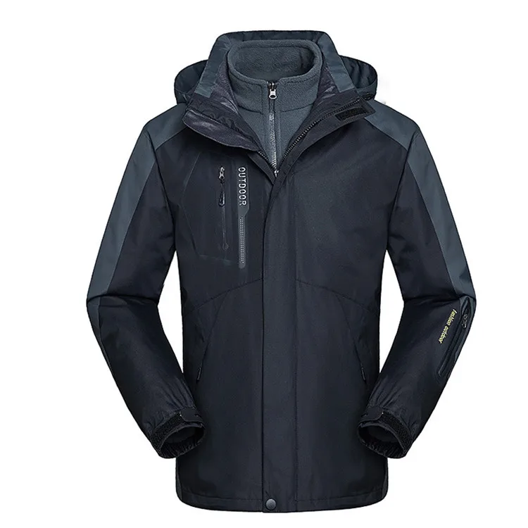Men Black Mountainskin для мужчин и женщин зимние 2 шт. флисовые походные куртки для спорта на открытом воздухе Кемпинг Треккинг термо лыжное пальто VA644 - Цвет: Men Black