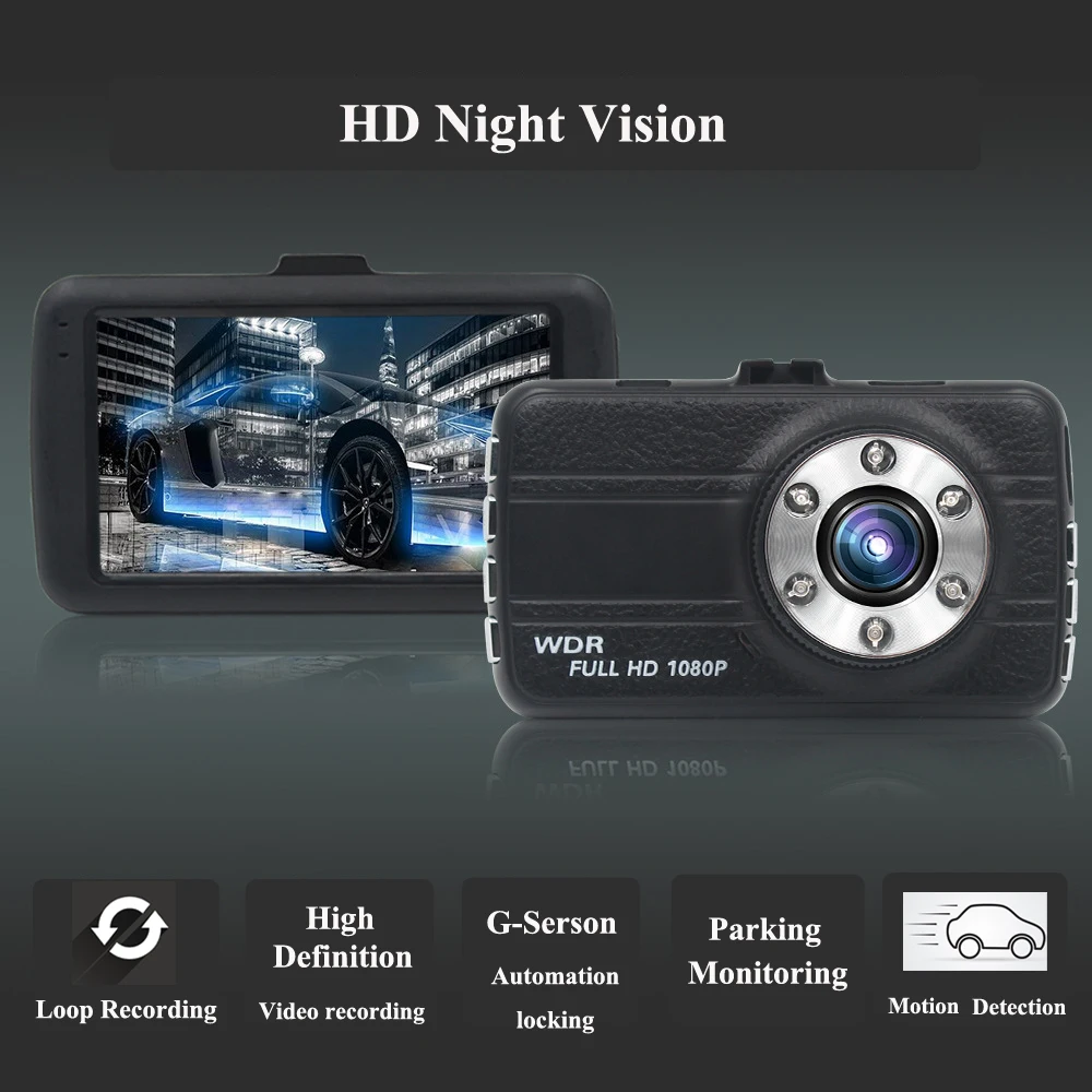 Видеорегистратор 4 дюйма с двумя объективами V3 FHD 1080P и