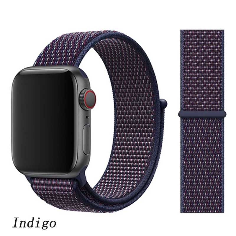 NEW Indigo Спортивная петля ремешок apple watch band 42 мм 38 мм apple watch 4 3 band iwatch band 44 мм 40 мм correa pulseira 42 44 нейлоновый ремешок для часов - Цвет ремешка: NEW Indigo
