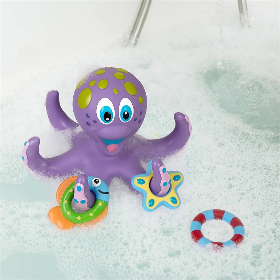 2022 HS Floating Purple Octopus With 5 Rings Interactive Bath Toy | Игрушки и хобби