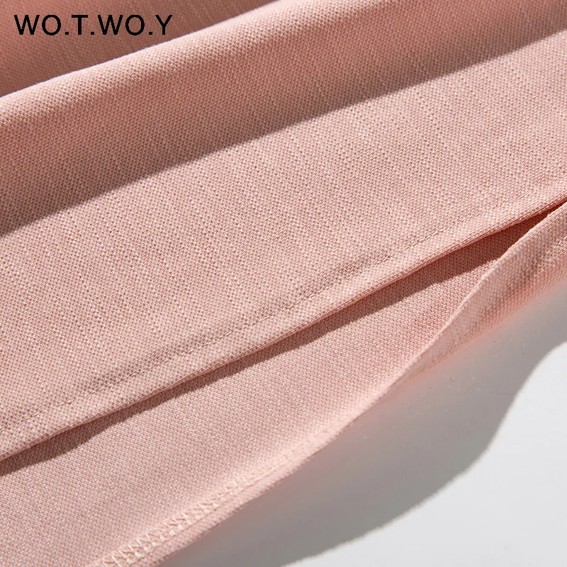 

Summer Casual Solid Dress Women Sashes Waist Cotton Loose Dresses Women Pockets Mid-Calf Split Pink Dress Woman 2020 New
