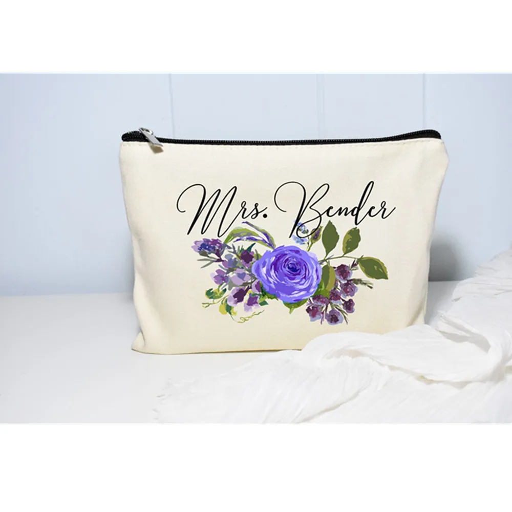 Подарочная косметичка с фиолетовыми цветами для команды невесты индивидуальные