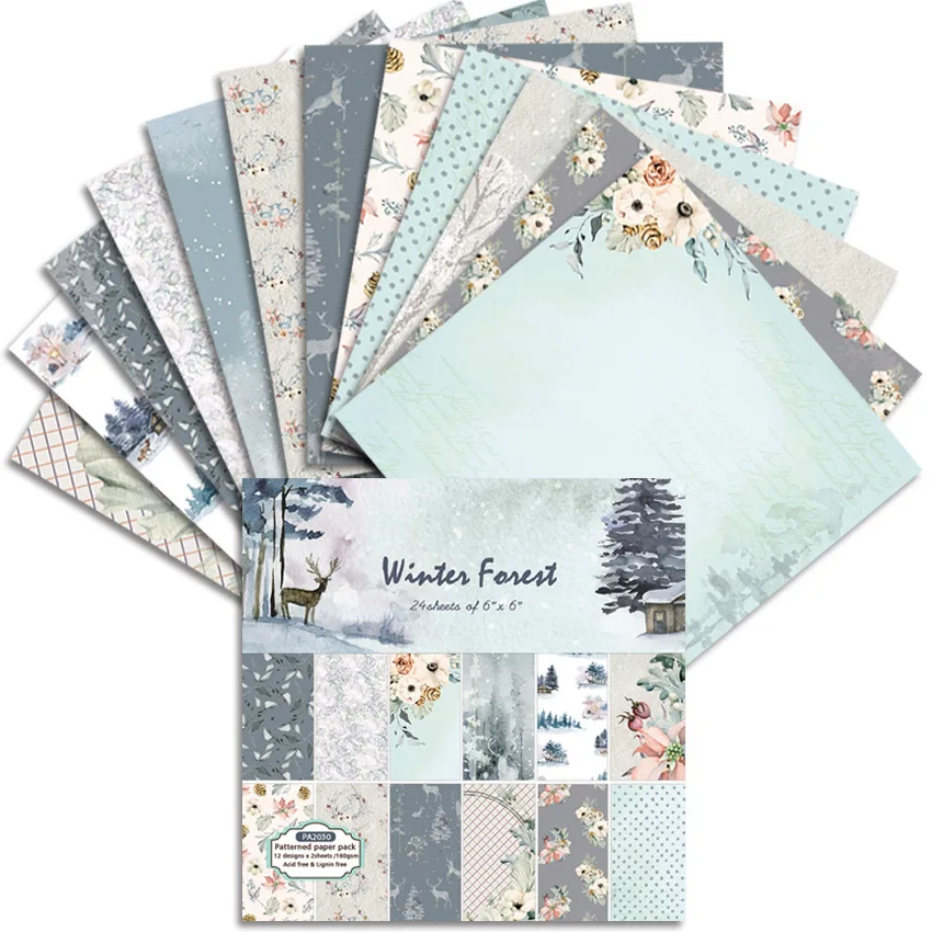 

24 Sheets/Pack 6"*6" Snow Scene Scrapbooking Papers DIY Art Background Paper Pad For Album Card Making Handmade Paper Craft