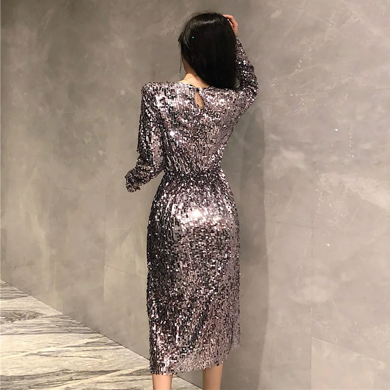 sexy bling women long party dresses lady shiny silver dress dancing evening wedding wear | Женская одежда