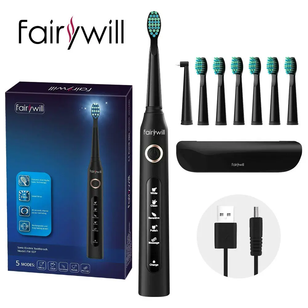 Электрическая зубная щетка Fairywill FW-507 USB зарядное устройство IPX7 Водонепроницаемая