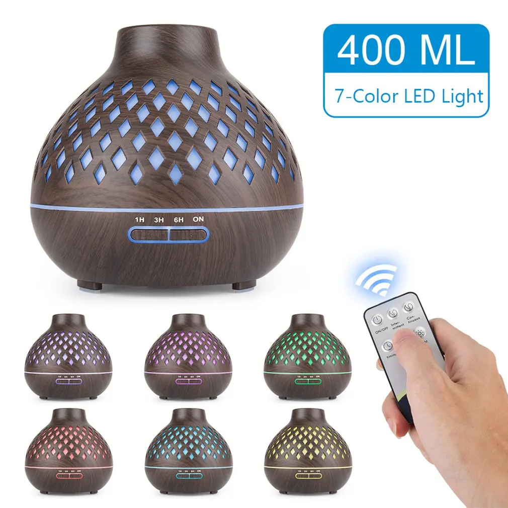

400ml Wood Essential Oil Diffuser Ultrasonic Usb Air Humidifier With 7 Color Led Lights Remote Control Office Home