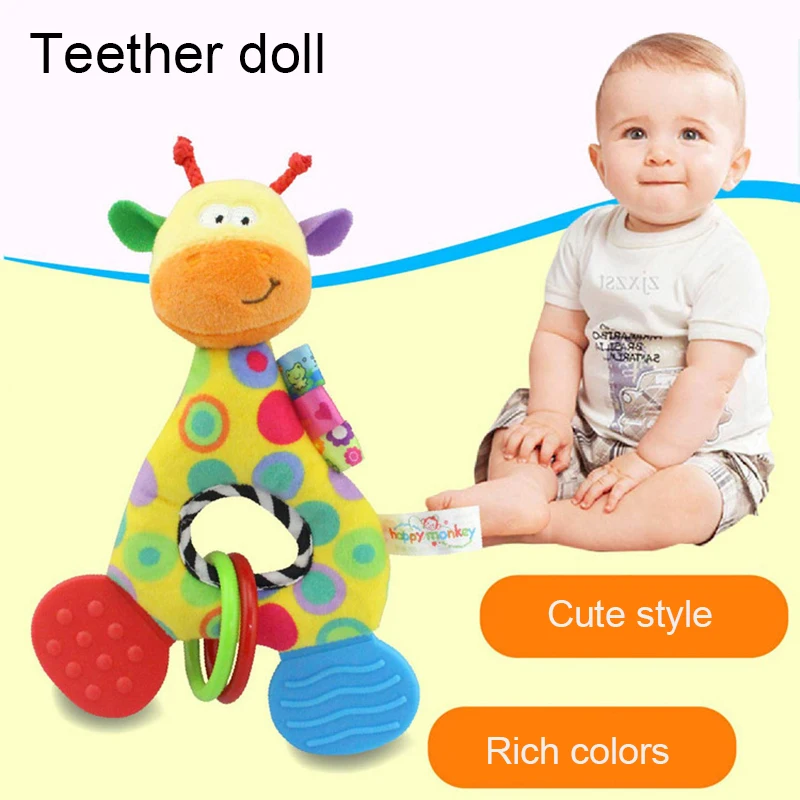 

New Infant and Young Children Plush Animal Rattle Soothing Toy Baby Teether Chews Newborn Soothing Plush Educational Toy