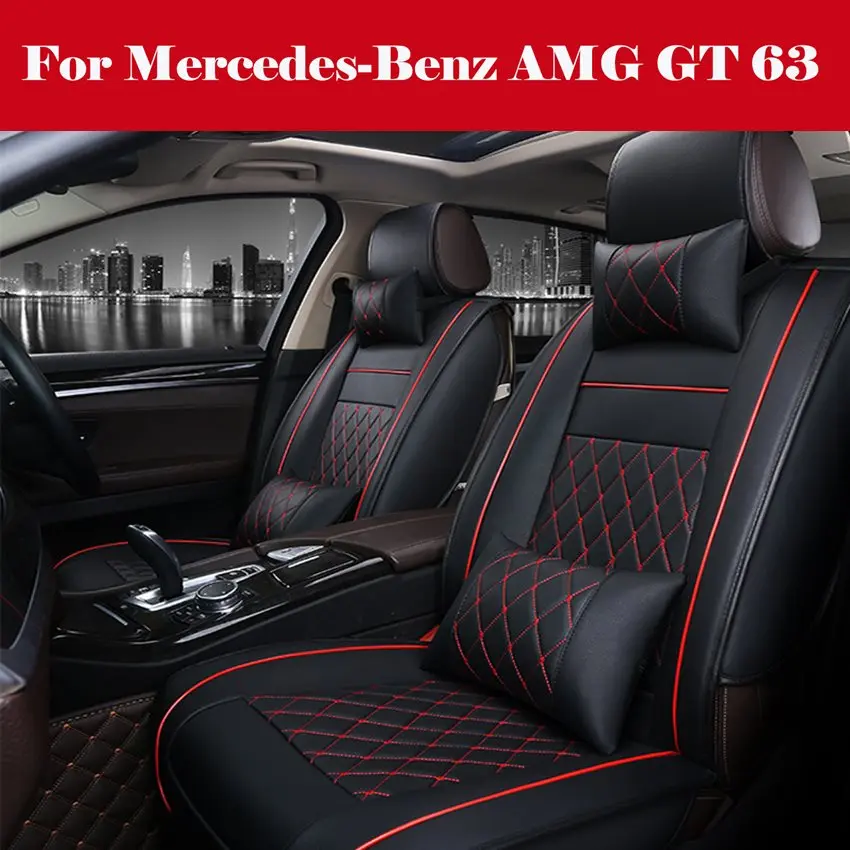 

Black Luxury PU Leather Full Set Seat Cover Cushion For Car Interior Accessories For Mercedes-Benz AMG GT 63
