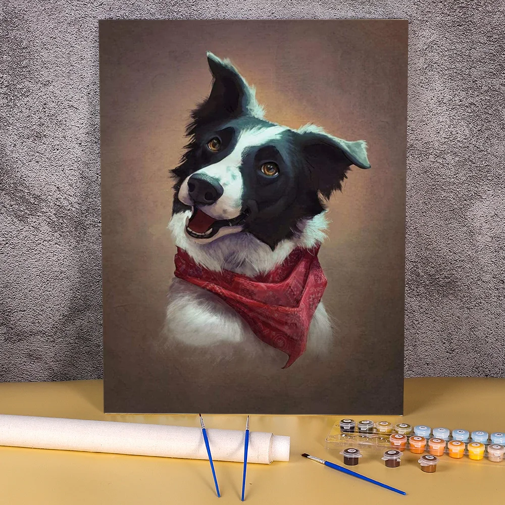 

Animal Border Collie DIY Paint By Numbers Set Acrylic Paints 40*50 Painting On Canvas Paintings For Kids Art