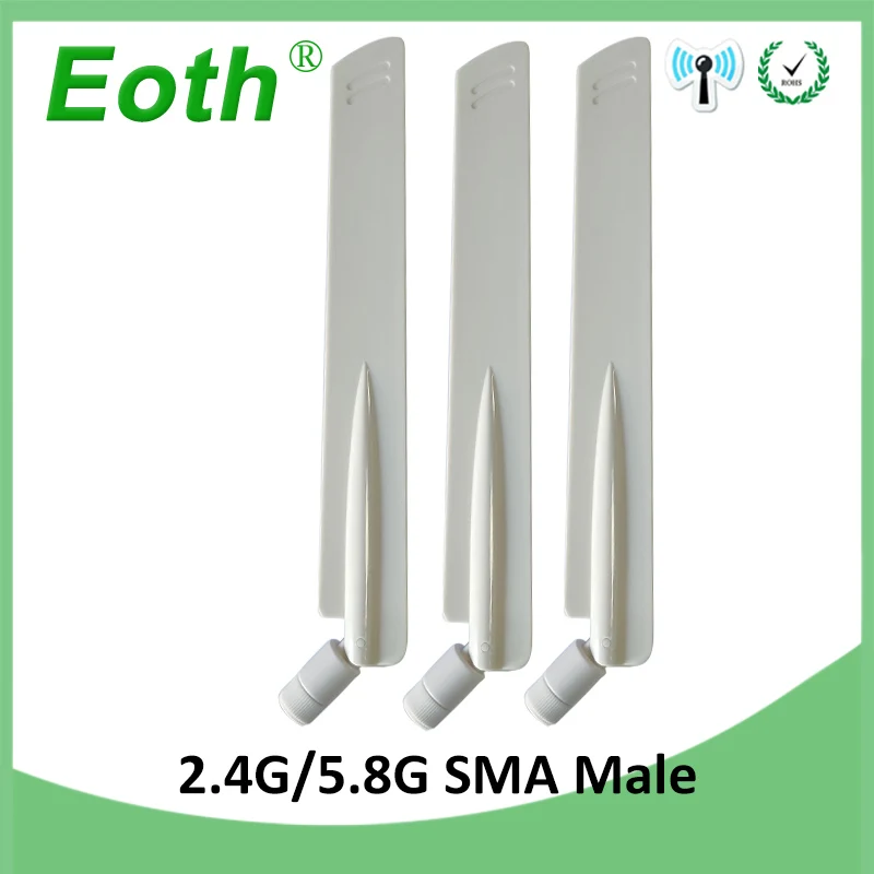 EOTH 5pcs 2.4g 5.8g antenna 8dbi sma male wlan wifi dual band antene iot module router tp link signal receiver antena high gain