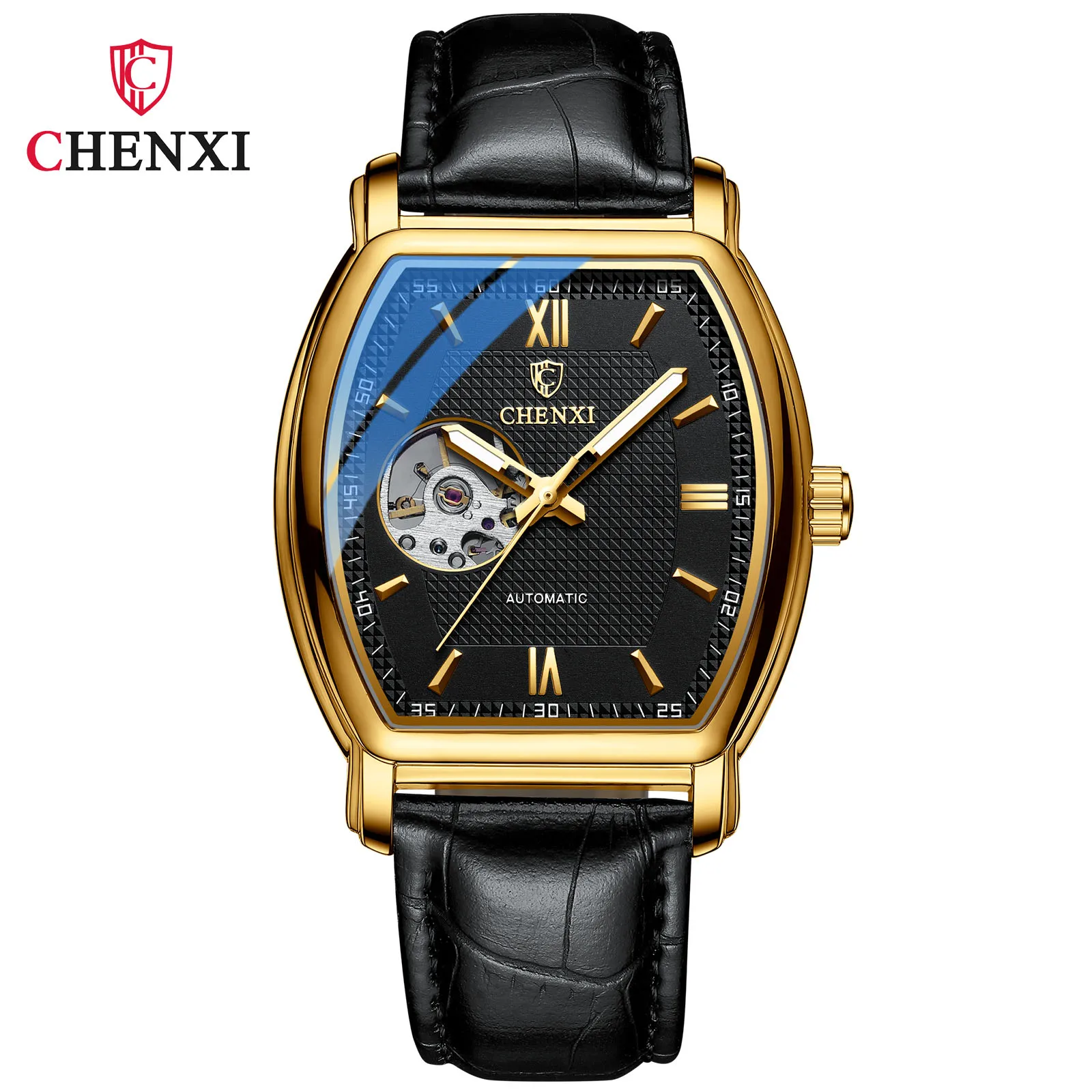 

New Top Brand Men Mechanical Watch Leather Strap luxury Waterproof Business Automatic Mechanical Watch Luxury Relogio Masculino
