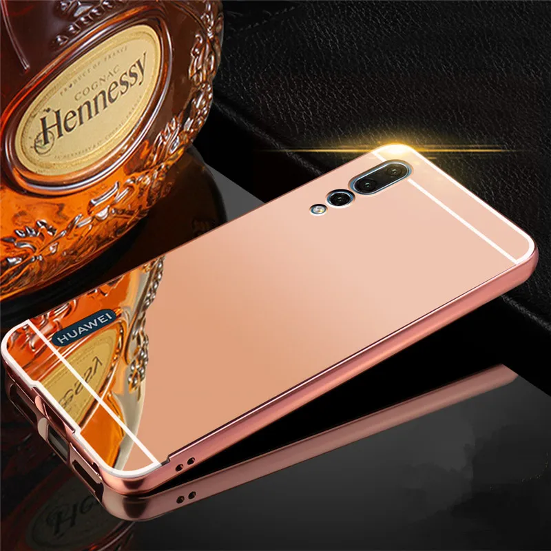 Роскошные Зеркало из розового золота Чехлы для huawei Honor 8 9 10 Lite enjoy фотоаппаратов моментальной печати 7s 9 плюс аллюминиевый металлический чехол-бампер для huawei P20 Pro - Цвет: Rose gold