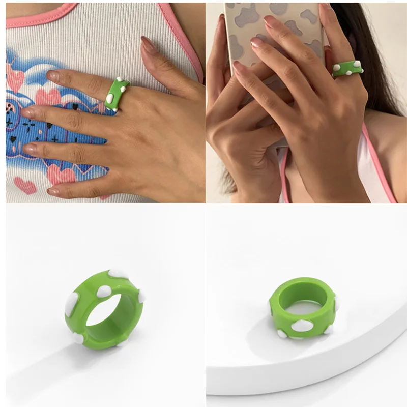 Разноцветное кольцо в виде лягушки/птицы KOJ INS Полимерная глина Смола Кольца для