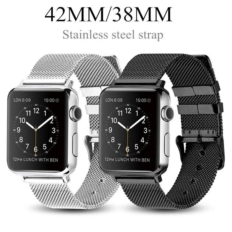 

Миланская петля для Apple Watch, ремешок для Apple Watch 6/5/4/3/2 42 мм, металлический ремешок из нержавеющей стали для iWatch, Миланская петля, браслет