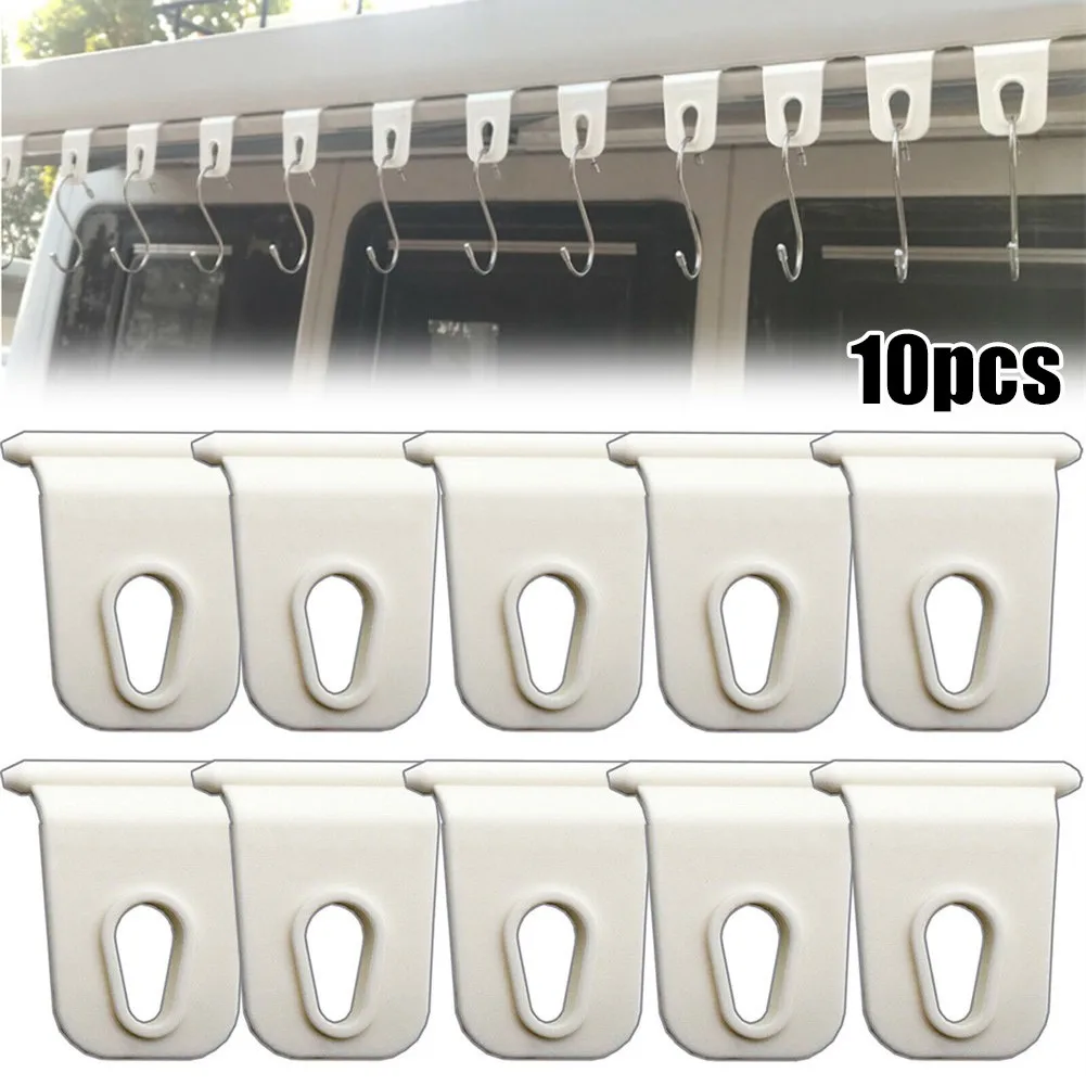 

10pcs White Universal Awning Clothes Hook For RV Camper Caravan Party Light Holder RV Awnning Hook For Most RV Camper Caravan