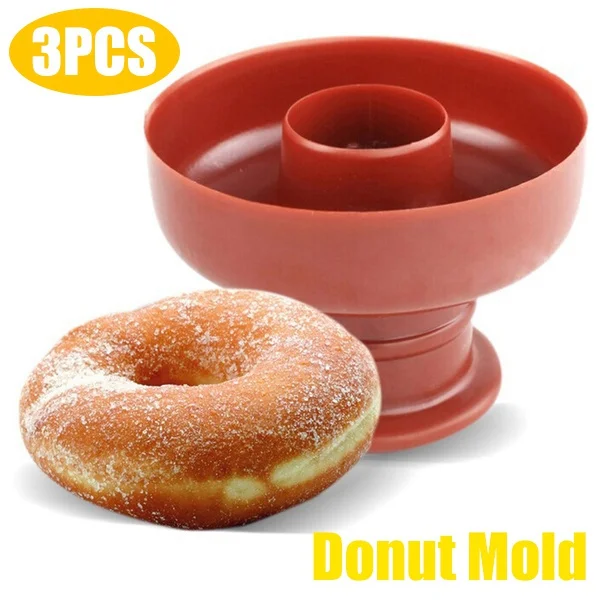 

3Pcs Bakery Decorating Cake Tool Home Food-Grade Plastic Cake Maker Mold Desserts Cutter DIY Donut Mold Fondant Doughnut Cutter