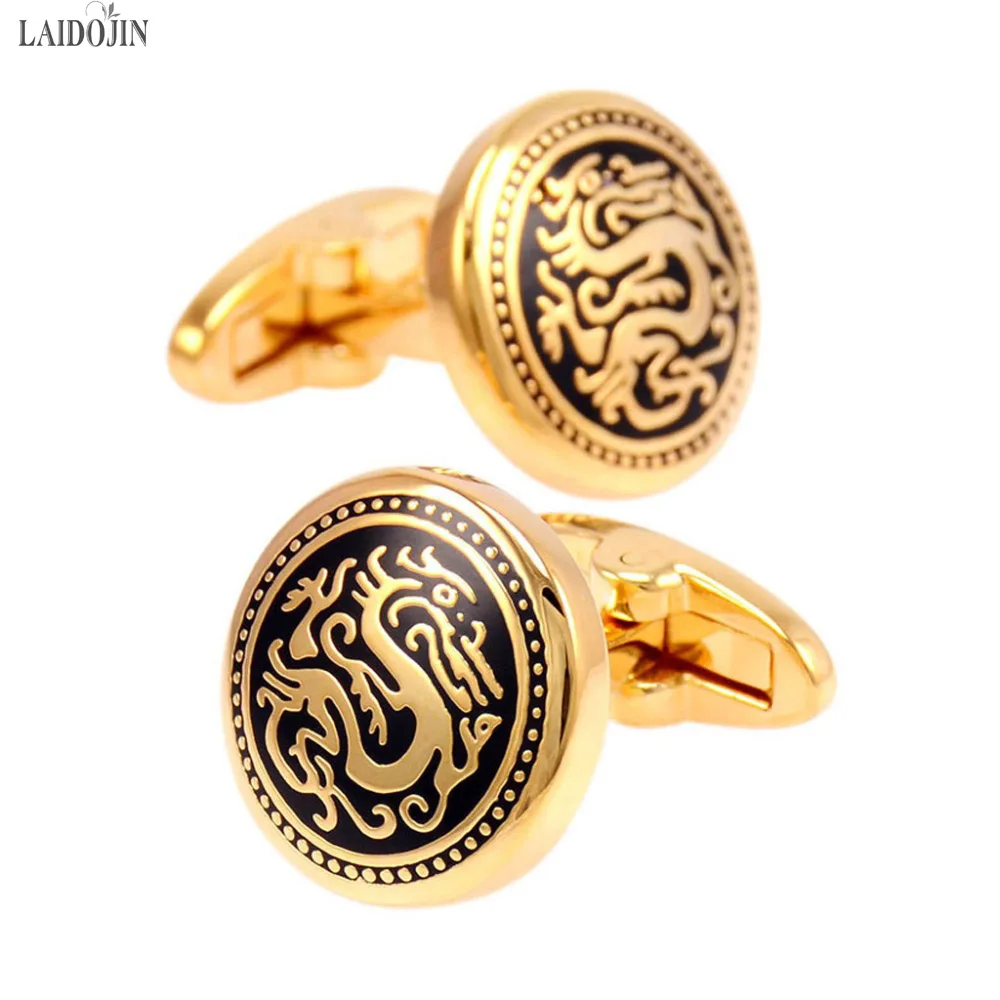 LAIDOJIN  Luxury Vintage Pattern Cufflinks for Mens Shirt Cuff buttons High Quality Round Cuff Links Wedding Gift Brand Jewelry