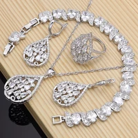 womens fashion stone 925 silver jewelry sets white cubic zirconia earrings stone bracelet gifts for women dropshipping