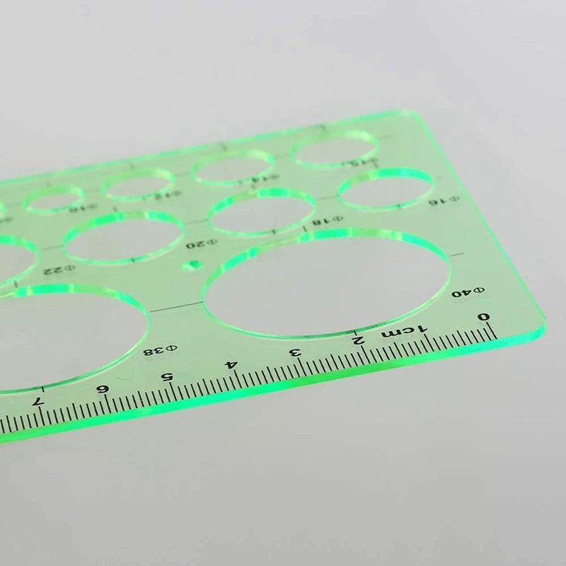 

9 Pieces Drawings Templates Measuring Geometric Rulers Plastic Draft Rulers for School Office Supplies Clear Green