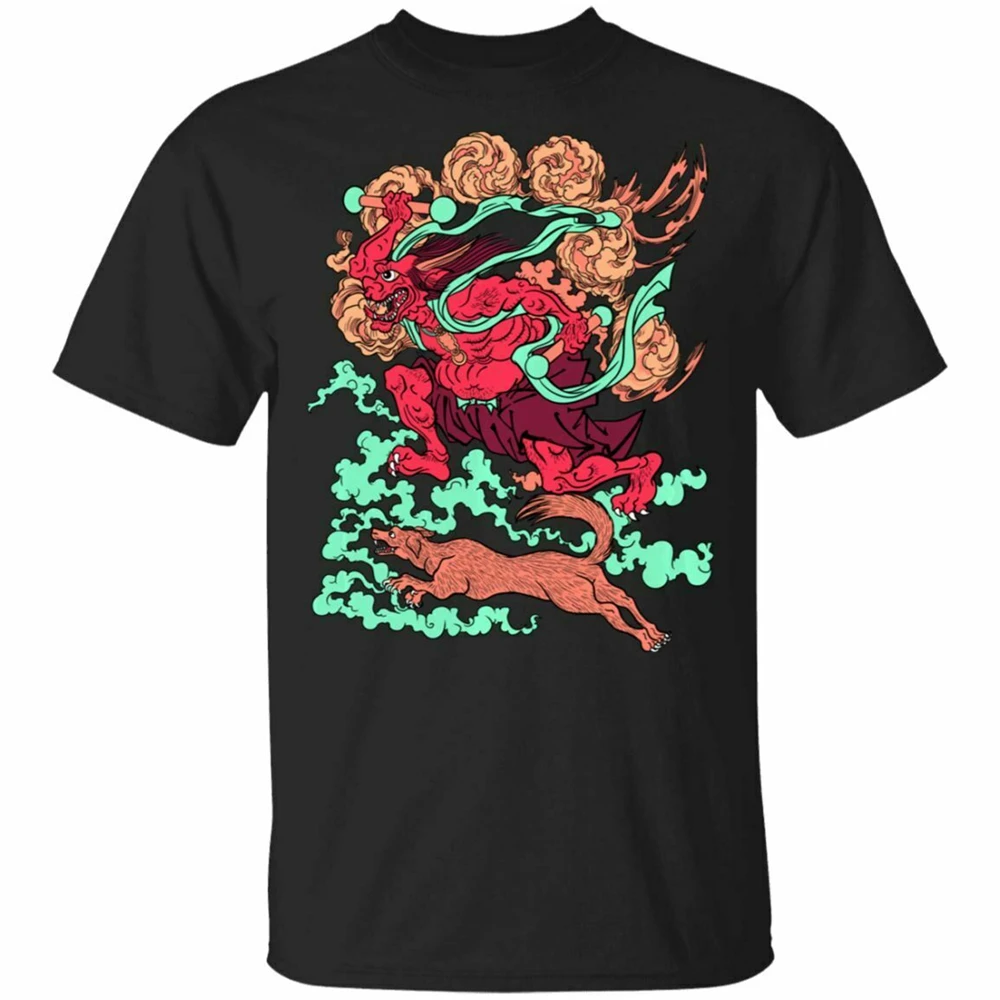 Классная черная футболка с надписью On Ogre Demon Kuniyoshi Monster Ukiyo - E Art темно-синяя летние