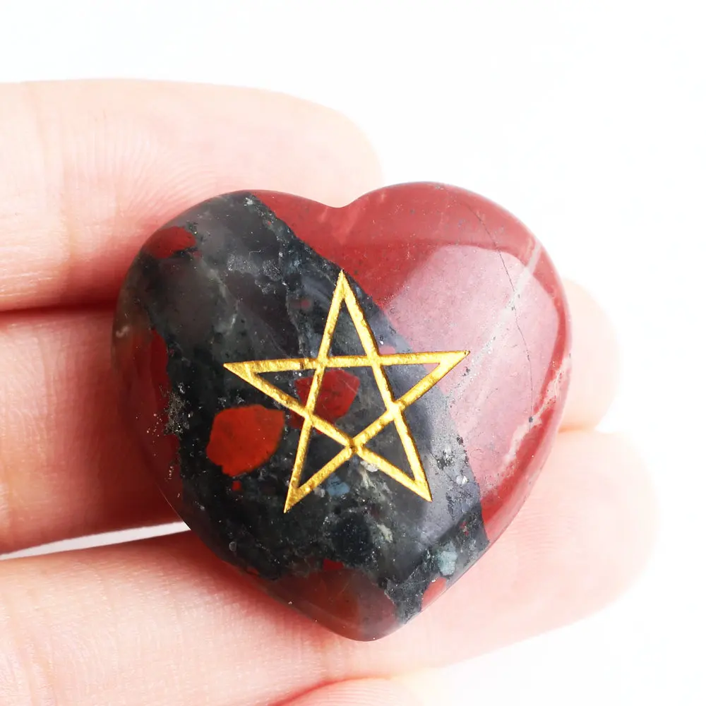 1 шт. натуральный кристалл пять звезд Руна в форме сердца кулон любовь пышный