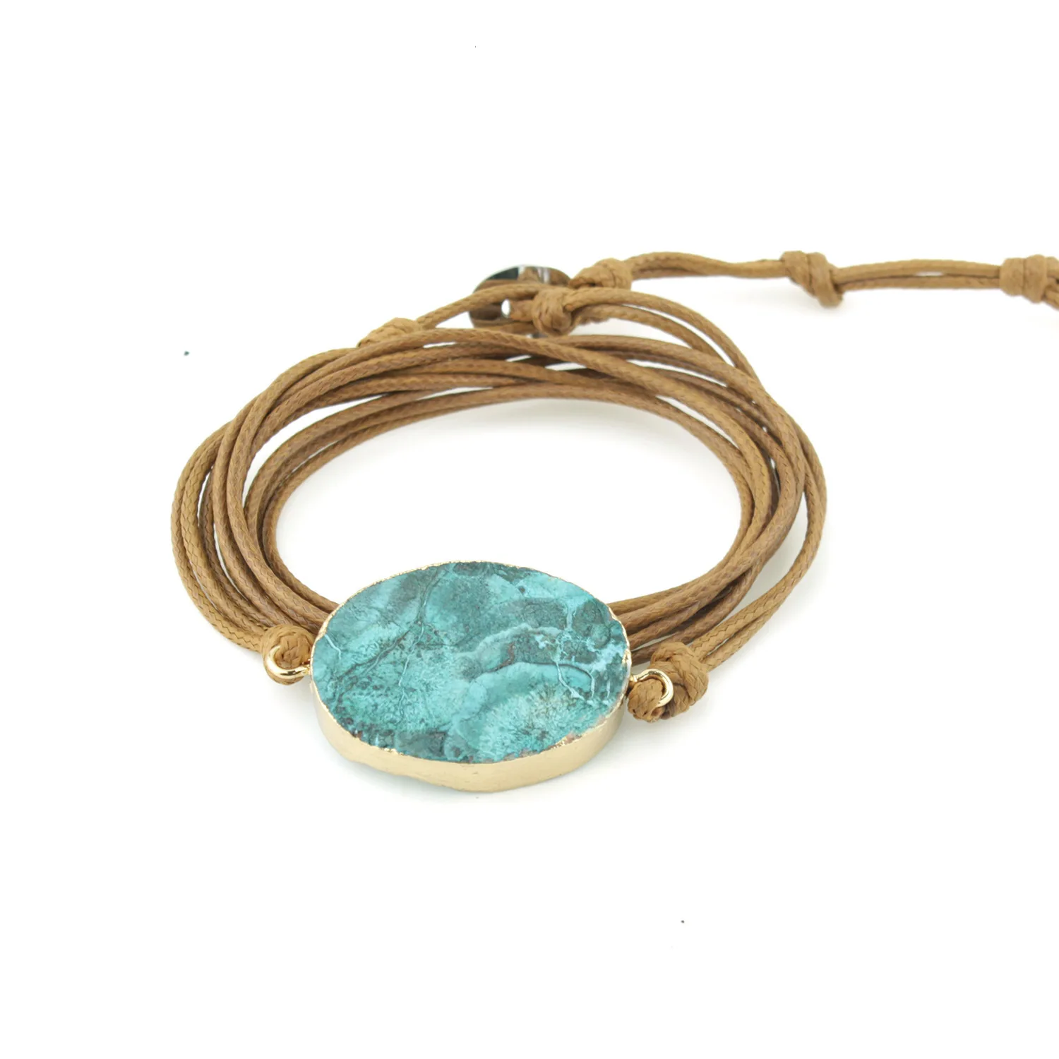 Веревка обруча браслет с натуральными камнями Boho длинный браслет дружбы уникальный ручной работы Этнические браслеты Подарки для женщин дропшиппинг