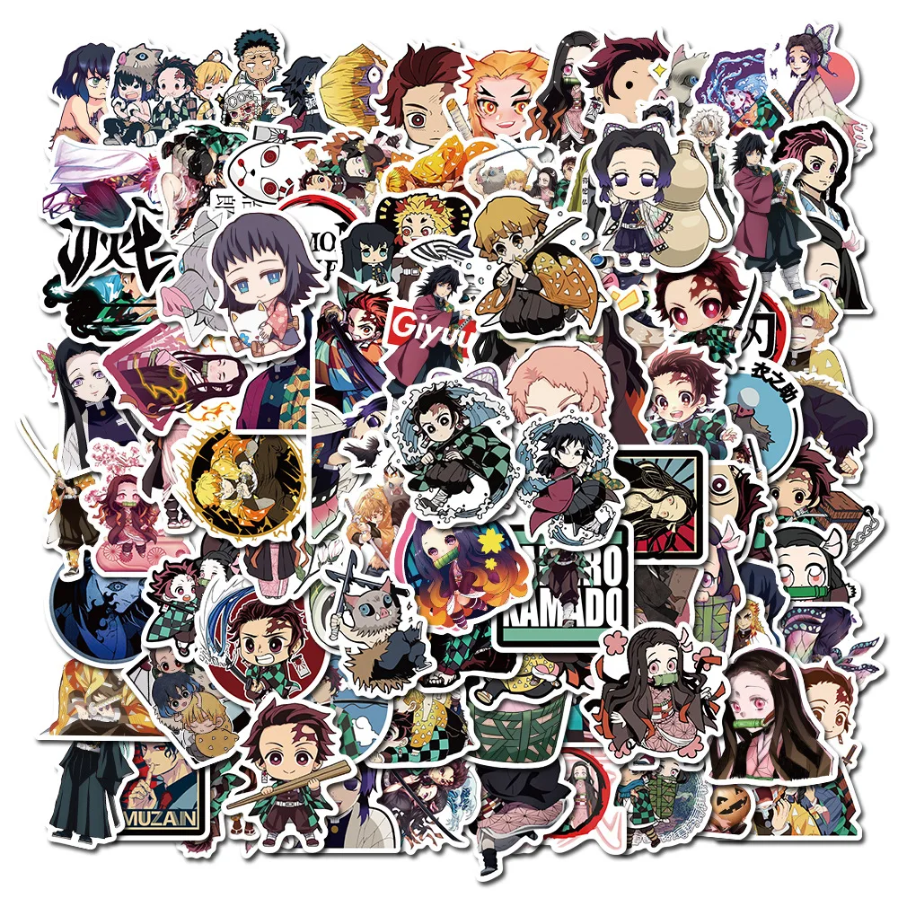 100 Pcs/Демон убийца японский мультфильм брелки для ключей наклейки багажной