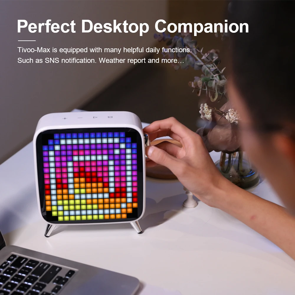 divoom tivoo max pixel art bluetooth wireless speaker with 2 1 audio system 40w output heavy bass app control for ios android free global shipping