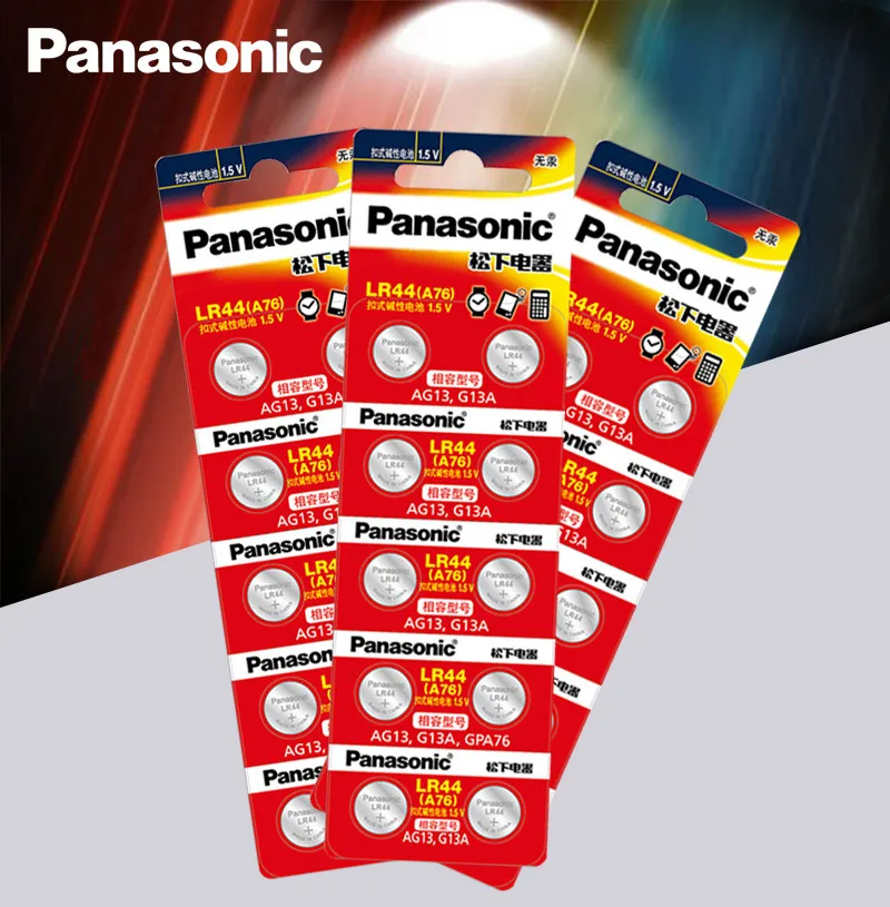 Panasonic 30 шт. 1 5 в Кнопочная батарея lr44 литиевые монетные батареи A76 AG13 G13A LR44 LR1154 357A SR44