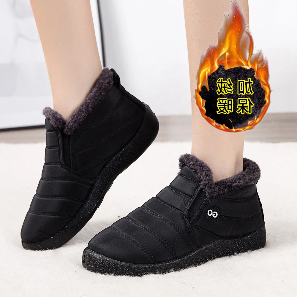 

Теплые зимние женские ботинки для пар, хлопковая обувь для среднего и пожилого возраста, водонепроницаемая ткань, 46 больших размеров, мужск...