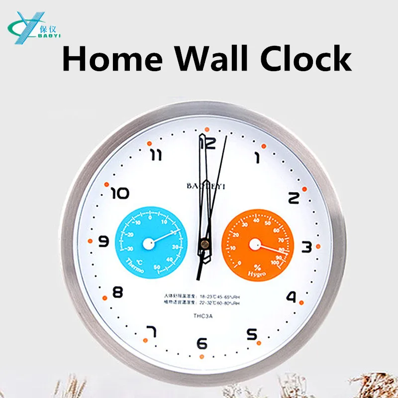 10 дюймов Сайлент металлические настенные часы WithThermometer гигрометром декоративные