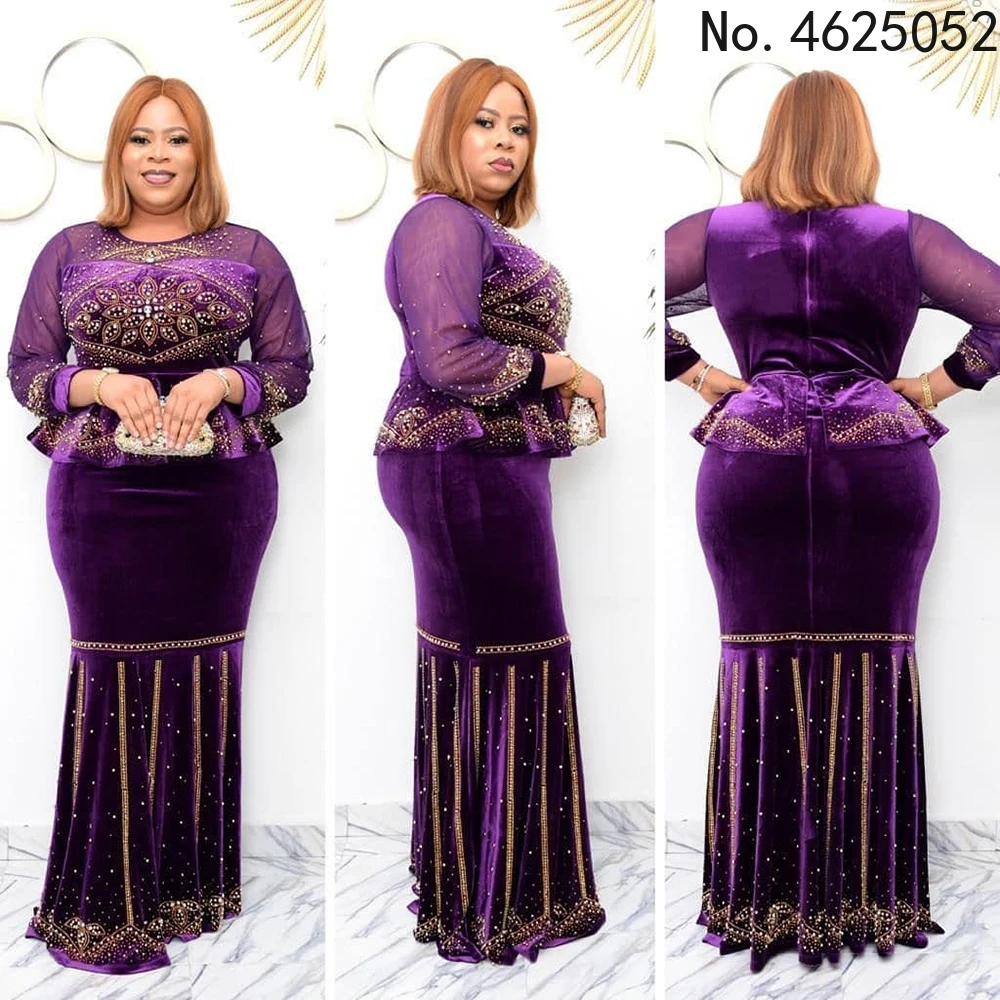 

Африканские женские бархатные платья больших размеров, роскошное вечернее платье-Русалка Дубая, Анкара Дашики, традиционный наряд с длинны...