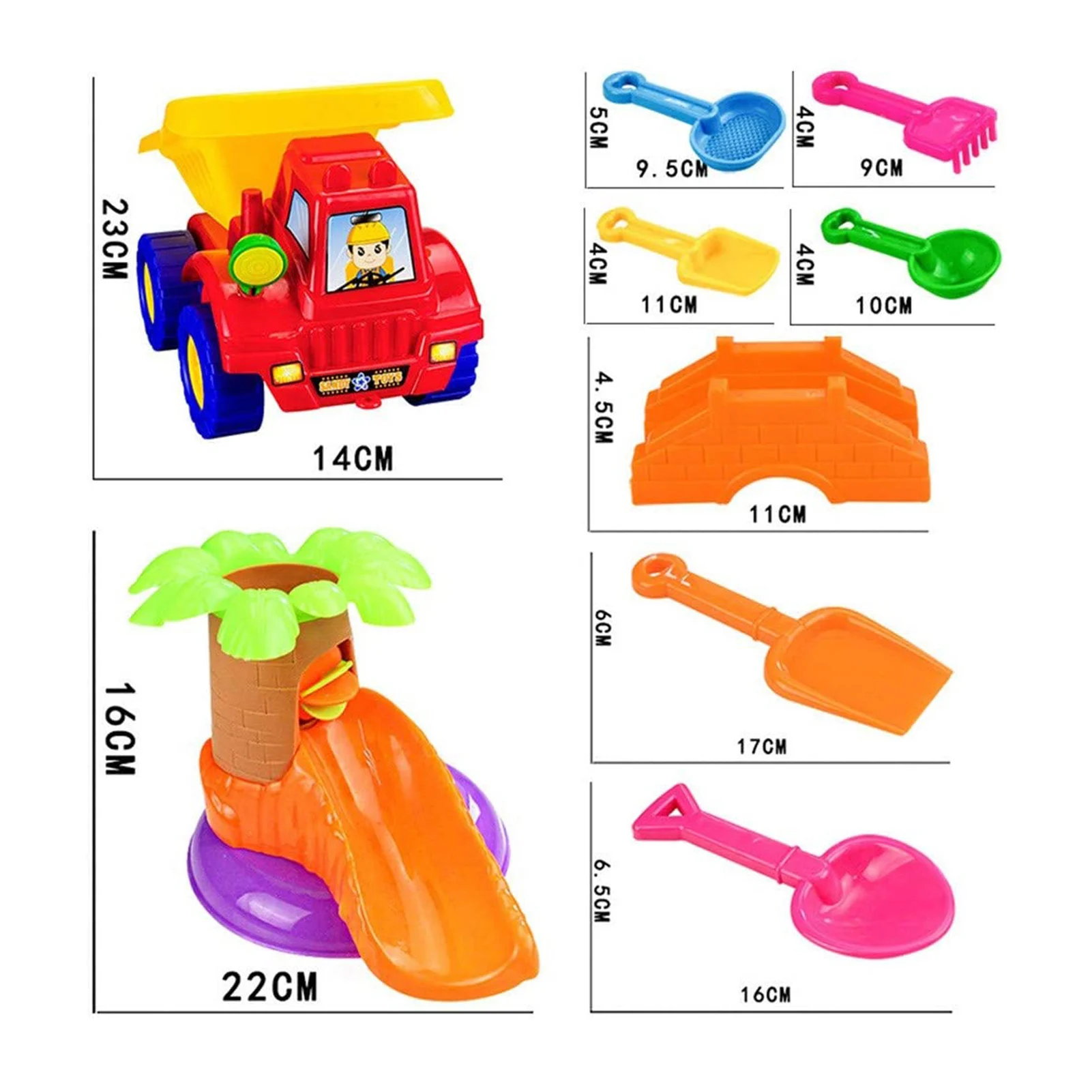 

14Pcs Kid Beach Toy Set Safe Children's Sand Play Toy Set Early Learning Beach Toys For Beaches Gardens Sandpits